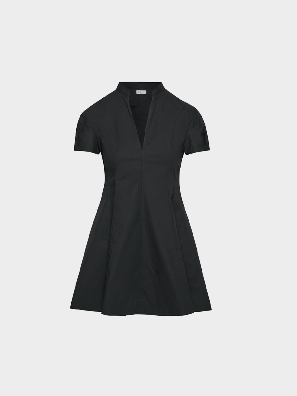 Babaton Black Short-Sleeve V-Neck A-Line Mini Dress